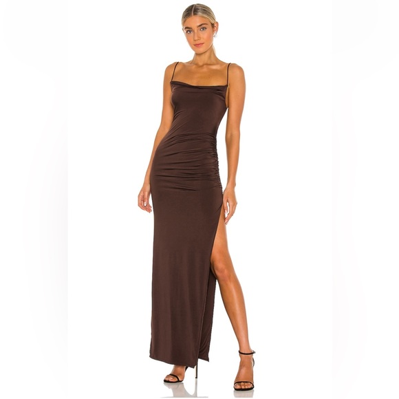 NWOT REVOLVE LOVERS AND FRIENDS ODESSA GOWN ESPRESSO XS - Picture 3 of 6